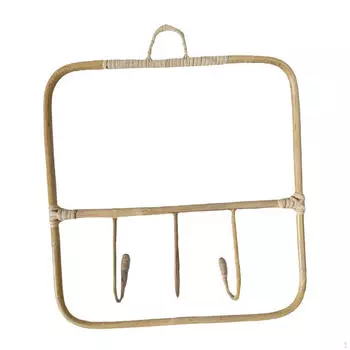 Подвесная стойка из ротанга, вешалка для хранения одежды с 3 крючками, шляпа для шляп для девочек