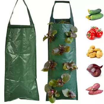 Подвесная сумка для цветов клубники с боковым отверстием, подвесная сумка из нетканого материала, простая в использовании перевернутая садовая сумка D зелёный