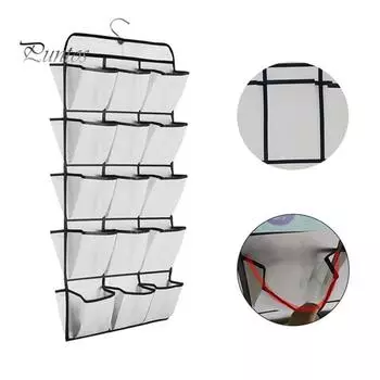 Подвесная сумка для хранения, 30 больших сетчатых карманов, двусторонний с вращающейся вешалкой, настенный органайзер для обуви серый