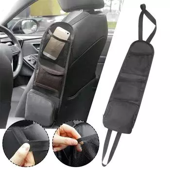 Подвесная сумка для хранения на боковом сиденье автомобиля, сетчатая сумка, держатель для напитков, боковой карман, телефон, кошелек, аксессуары, сумка для мобильного телефона, задняя сумка для автомобиля W6Z9 чёрный