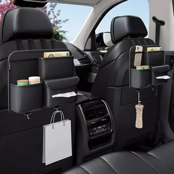 Подвесная сумка для хранения на спинке автомобильного сиденья, подставка под стакан с защитой от ударов, держатель для салфеток с крючком, органайзер для заднего сиденья автомобиля, автомобильные аксессуары Black