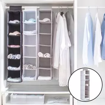 Подвесная сумка для хранения нижнего белья, моющаяся многослойная одежда, носки, складной органайзер, сумка для хранения в домашнем гардеробе серый