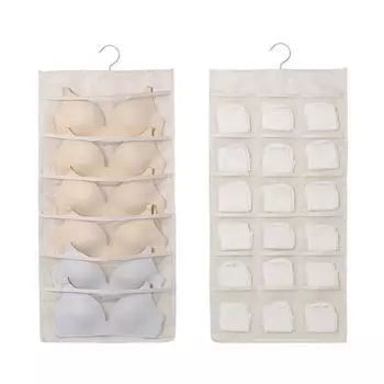 Подвесная сумка для хранения нижнего белья и нижнего белья, домашняя настенная подвесная сумка для хранения носков, подвесная двухсторонняя сетка One Size бежевый