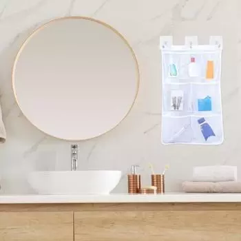 Подвесная сумка для хранения в ванной комнате, быстросохнущий сетчатый органайзер для душа, 7 карманов, сумка-тоут, туалетные принадлежности, шампунь, мыло, хранение в ванной комнате белый