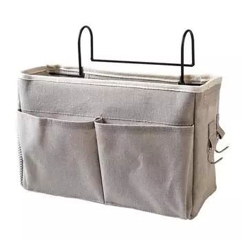 Подвесная сумка для хранения вещей, прикроватный органайзер, сумка для хранения телефонной книги в общежитии с карманом для крючка на кровати One Size серый