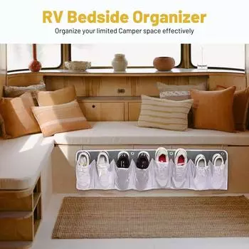 Подвесная сумка для хранения вещей в автофургоне, сетчатые карманы для хранения вещей на прикроватной тумбочке с крючками, карман для обуви на колесах, органайзер для хранения вещей, аксессуары для автофургона