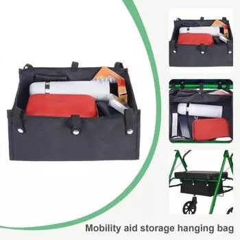 Подвесная сумка для хранения вспомогательных средств для ходьбы с несколькими карманами, большая вместимость, водонепроницаемая ткань для хранения