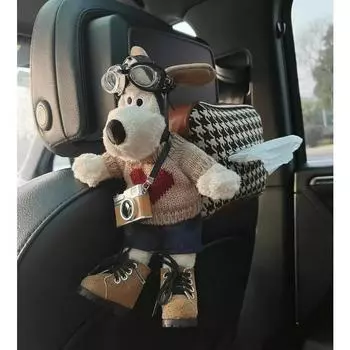 Подвесная сумка для салфеток на сиденье автомобиля с ремешком, многофункциональная коробка для салфеток, милый щенок, украшение, кукла, подвеска, аксессуары