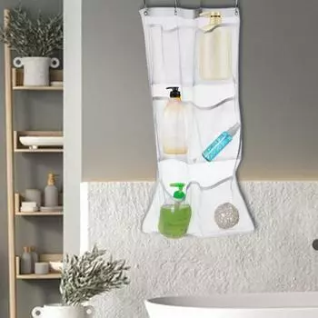Подвесная сумка для ванной комнаты, большая вместимость, прозрачная с крючками, выдерживает большую нагрузку, быстро сохнет.