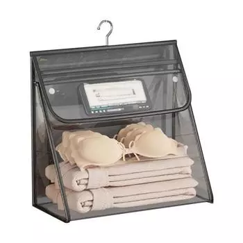 Подвесная сумка для ванной комнаты большой вместимости, двухслойная, водонепроницаемая, с прозрачным дизайном, сумка для хранения одежды, органайзер для косметики Single Layer чёрный