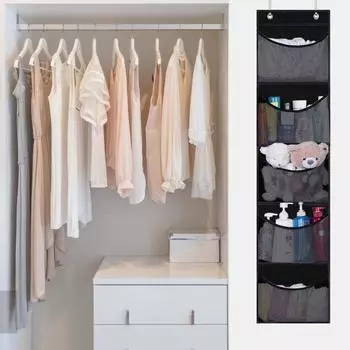 Подвесная сумка из 5 сеток с крючком Карман из нетканого материала большой вместимости для тяжелых условий эксплуатации чёрный