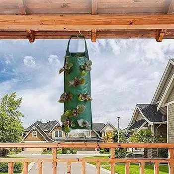 Подвесная сумка-кашпо для клубники с боковым отверстием, подвесная сумка из нетканого материала, легкая сумка для выращивания D зелёный