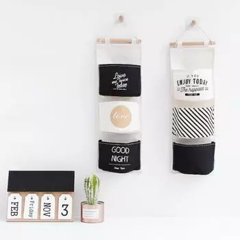 Подвесная сумка с 3 карманами, настенный шкаф, подвесная сумка для мелочей, хлопковая и льняная подвесная сумка для ванной комнаты, туалетные принадлежности, домашний декор, подвесная сумка A