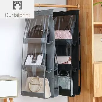 Подвесная сумка с 6 карманами, прозрачная сумка для хранения, прозрачный домашний органайзер для гардероба, сумка для обуви с вешалкой чёрный
