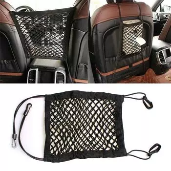 Подвесная сумка, сетчатый карман, сетка для хранения багажника, автомобильное сиденье, аккуратный органайзер, держатель, прочный чёрный
