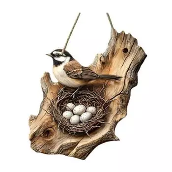 Подвесная табличка с птицей Винтажная 2D птица Деревянная вывеска Деревенская настенная декоративная табличка для фермерского дома Дома Входной двери Стены Окна D