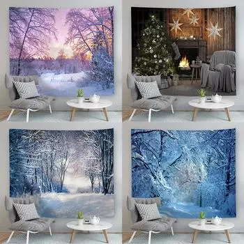 Подвесная ткань Рождественская прикроватная тумбочка для спальни Amazon Внешняя торговля Гобелен Рождество 100x75cm