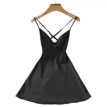 Подвесная юбка, ночная рубашка из ледяного шелка, повседневная дышащая ночная рубашка из искусственного шелка, сексуальная модная модная открытая спинка S