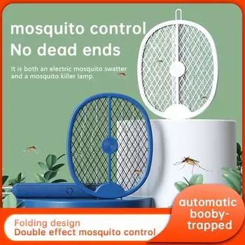 Подвесная USB электрическая мухобойка для улицы, 3000 В, защита от насекомых, 180 градусов, складная ракетка от комаров, бытовая ультрафиолетовая мухобойка белый