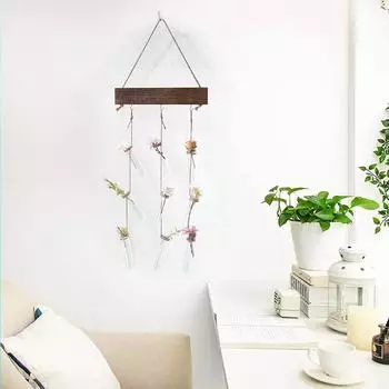 Подвесная ваза для пробирок, деревянный держатель, вазы для цветов, стеклянный поднос для пробирок