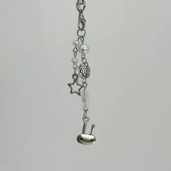 Подвесная веревка Y2k цепочка для сотового телефона милая девушка бисерный брелок кибер кролик телефон брелок сумка брелок as picture