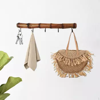 Подвесная вешалка для одежды, настенные бамбуковые крючки для домашних полотенец для шляпы