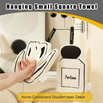 Подвесное маленькое квадратное полотенце для дома, удобное двухслойное утолщенное быстросохнущее впитывающее полотенце для рук, ванной комнаты, кухни, носового платка Style01