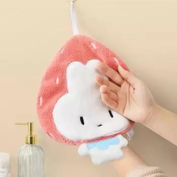 Подвесное полотенце для протирания, быстросохнущее, широкое применение, моющееся, отличная тряпка для протирки рук с кроликом, чистая ткань, товары для дома розовый