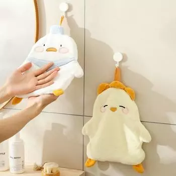 Подвесное полотенце для рук с милыми животными, ультрамягкое толстое флисовое петля для подвешивания, быстросохнущее, супер впитывающее, кухонное полотенце для ванной комнаты, товары для дома B