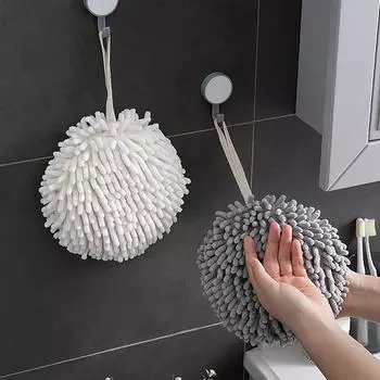 Подвесное полотенце Мягкое Плюшевое Быстросохнущее Впитывающее Влагу Кухня Ванная Комната Ванная Комната Подвесное полотенце Шенилл Быстросохнущее Полотенце для Сухих Рук Мягкий Уникальный белый