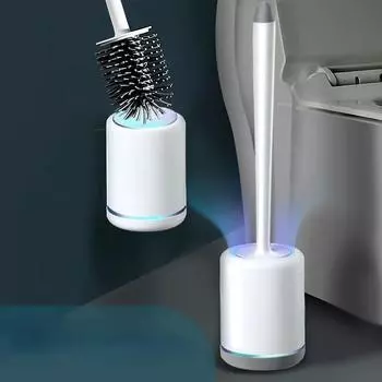 Подвесное силиконовое чистящее средство для унитаза с длинной ручкой Гибкое чистящее средство Щетка для ванной комнаты Быстросохнущий держатель Аксессуары для ванной комнаты синий
