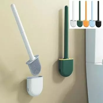 Подвесное силиконовое чистящее средство для унитаза с длинной ручкой Гибкое чистящее средство Щетка для ванной комнаты Быстросохнущий держатель Аксессуары для ванной комнаты белый