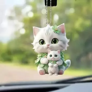 Подвесное украшение для автомобиля, рождественская елка, подвеска с ремешком, дизайн в форме кошки, вид сзади