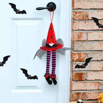 Подвесное украшение на Хэллоуин, подвеска в виде ноги злой ведьмы, поделки, подарочное декоративное украшение с бантом для красный