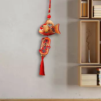 Подвесное украшение на китайский год со словами благословения и красной кисточкой для ТВ-стен Style B