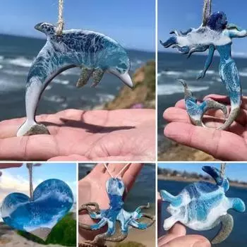 Подвесное украшение Ocean Vow для дома и офиса в помещении и на открытом воздухе, настенное искусство, акриловая черепаха, дельфин, осьминог, русалка, сердце любви, морское животное, подвесной орнамент, кулон Octopus