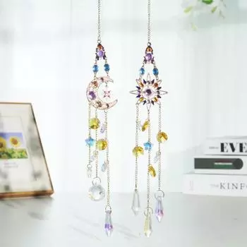 Подвесное украшение с цепочкой для дома и улицы, дома и сада, искусственный кристалл, призма, красочная радуга, кулон, украшение Moon