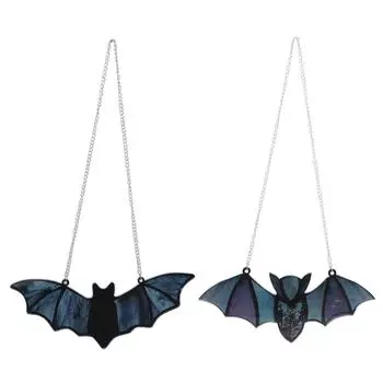 Подвесное украшение в виде летучей мыши на Хэллоуин, украшение в виде ловца солнца, ужасное животное, акриловое стекло, настенный декор Black