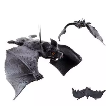 Подвесное украшение в виде летучей мыши, подвеска с имитацией животного на Хэллоуин, дом с привидениями, реквизит, страшные хитрые игрушки small чёрный