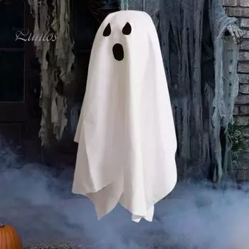 Подвесное украшение в виде привидения на Хэллоуин, подвесное украшение в виде белого привидения, реквизит для дома с привидениями на Хэллоуин для жуткого декора сцены на Хэллоуин белый
