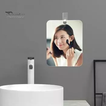 Подвесное зеркало для ванной комнаты с клейким крючком, противотуманное, прозрачное, прямоугольное, небьющееся, портативное для путешествий, для женщин, для макияжа, для мужчин, портативное косметическое зеркало для бритья S