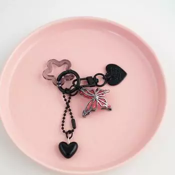 Подвесной аксессуар бабочка брелок сердце кулон сумка орнамент милый Y2k автомобиль брелок для женщин black-style1