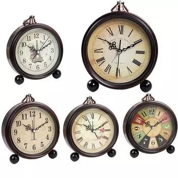 Подвесной будильник на батарейках, ретро-механические часы, простые настольные кварцевые часы для спальни Style 4