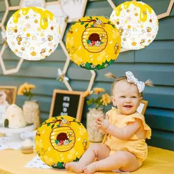 Подвесной бумажный фонарь, украшение, экологически чистый, без запаха, легко собирается, бумажный фонарь с пчелиной тематикой, украшение для праздничной вечеринки жёлтый