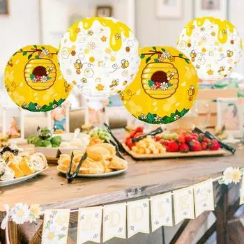 Подвесной бумажный фонарь, украшение, экологически чистый, без запаха, легко собирается, бумажный фонарь с пчелиной тематикой, украшение для праздничной вечеринки жёлтый