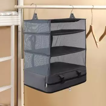 Подвесной чемодан-органайзер, большая вместимость, застежка-молния, многоцелевой складной чемодан, дорожный органайзер чёрный