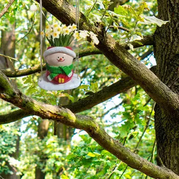 Подвесной цветочный горшок, качели, снеговик, кашпо, смола, креативная, милая, декоративная фигурка, цветочный горшок для патио