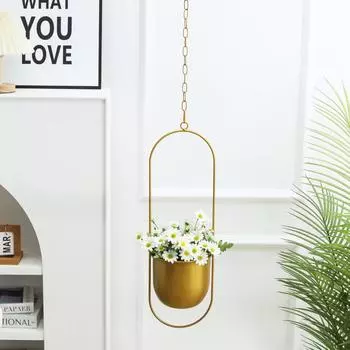 Подвесной цветочный горшок Nordic Gold Iron для балкона - креативное кашпо для суккулентов и украшение для дома circle чёрный