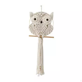 Подвесной декор в стиле бохо-совы в технике макраме для спальни и детской комнаты 50x20cm