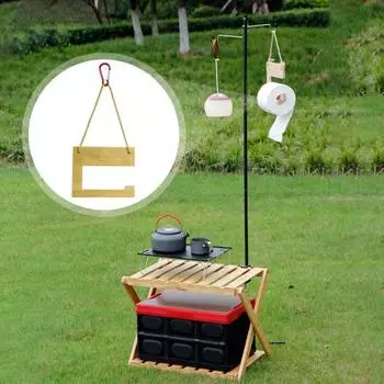 Подвесной держатель для рулонной бумаги для кемпинга с карабином, для пикника на открытом воздухе, для барбекю, деревянный диспенсер для туалетной бумаги, полотенец, подвесная стойка для хранения эбеновый